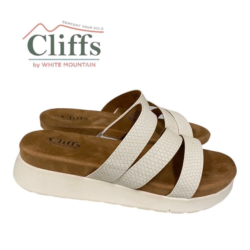 CLIFFS by WHITE MOUNTAIN Optimum Off White Slide Sandals NEW 11